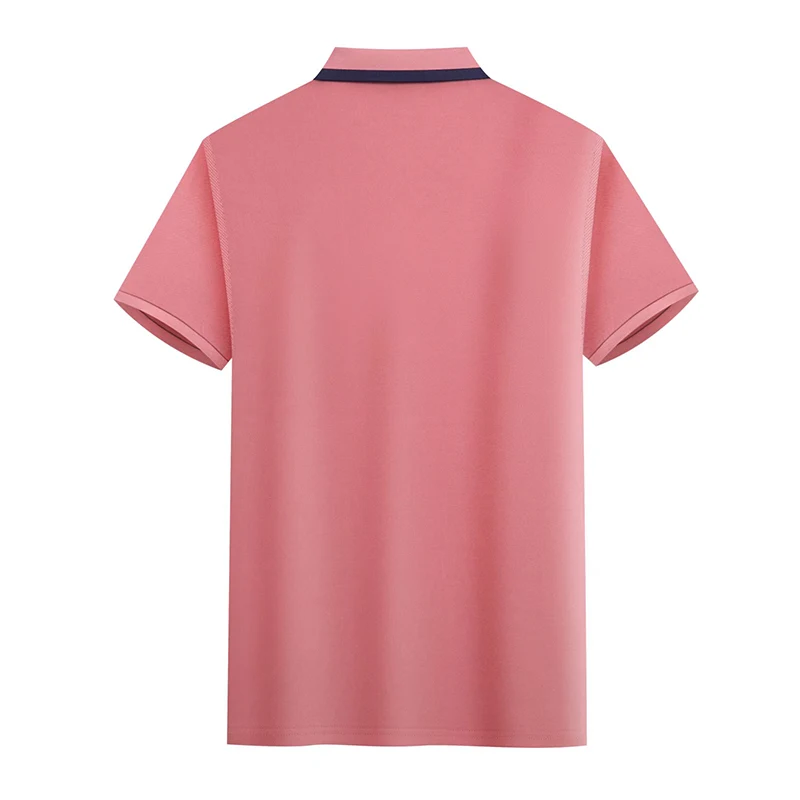 Ice Silk Figuredstripe Neck Polo Shirt